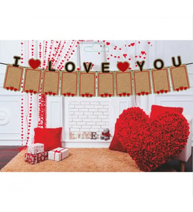 I Love You Kraft Kağıt Foto Banner - 24 cm x 120 cm-