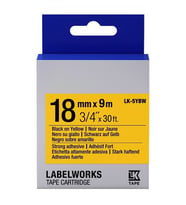 Tonersepeti Epson LK-5YBW Muadil Güçlü Yapışkanlı Etiket Kartuşu Siyah / Sarı 18 mm C53S655010