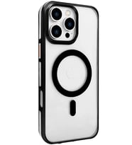 iPhone 16 Pro Gleam PC Sert Magsafe Kılıf - Şeffaf-Siyah