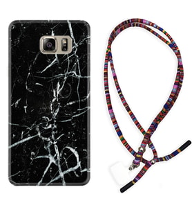 Samsung S7 Edge S20 Fe Plus Ultra S21 S22 Kılıf Boyun Asklı Rasta Silikon Black Marble 3 1382