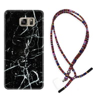 Samsung S7 Edge S20 Fe Plus Ultra S21 S22 Kılıf Boyun Asklı Rasta Silikon Black Marble 3 1382