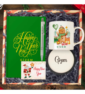 eJOYA Yeni Yıla Özel Defter Ve Kalem & Kupa & Bardak Altlığı & Hediye Kutusu 114438 (Yeşil)