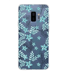 Samsung Galaxy S9 Plus Kapak Floral Su Yeşili Tasarımlı Şeffaf Silikon Kılıf