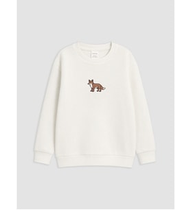 LCW Kids Beyaz Nakışlı Uzun Kollu Erkek Çocuk Sweatshirt