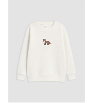 LCW Kids Beyaz Nakışlı Uzun Kollu Erkek Çocuk Sweatshirt
