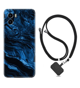 Vivo Y15S Y32 Y33S Y51 Y53S Kılıf Boyun Askılı Silikon Blue MArble 1379