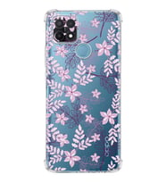 PrintiFy Oppo A15s Uyumlu Köşe Korumalı Floral Pudra Tasarımlı Şeffaf Silikon Kılıf