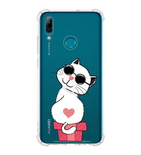 Huawei P Smart 2019 Uyumlu Köşe Korumalı Antişok Kapak Coolcat Tasarımlı Şeffaf Silikon Kılıf