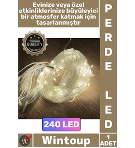 #Led Dekoratif Günışığı Animasyonlu Yılbaşı Ev 240 Güçlü Led Sarı Işık 8 Fonksiyonlu 3 X 3 Perde Led
