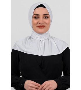 Beyaz Pratik Hazır Geçmeli Tesettür Eşarp Sandy Kumaş Arkadan Çıtçıtlı 2101_42