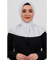 Beyaz Pratik Hazır Geçmeli Tesettür Eşarp Sandy Kumaş Arkadan Çıtçıtlı 2101_42
