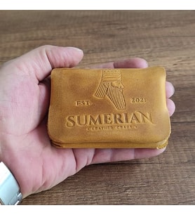 Sumerian Deri Cüzdan ,Hediyelik Crazy Deri Cüzdan Cat Sarısı (RFID Kart Koruma Hediye )