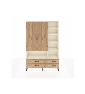 Arges Dolap 10 Raflı 4 Çekmeceli 2 Kapaklı 132x30x195 Aytaşı-Çam/Çam