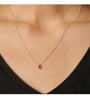 Pembe Taşlı Damla Kolye (Altın)