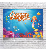 Deniz ve Deniz Kızı  Temalı Doğum Günü Afişi