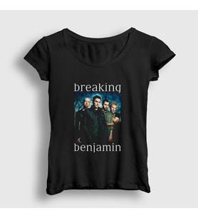 Presmono Kadın Siyah Band Breaking Benjamin T-Shirt 375258tt