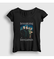 Presmono Kadın Siyah Band Breaking Benjamin T-Shirt 375258tt