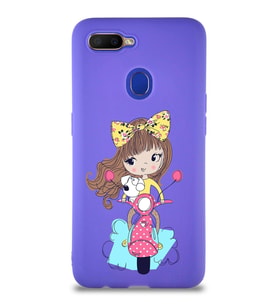 Oppo A5S Soft Premier Kapak Vespagirl Tasarımlı Silikon Kılıf - Mor (Şeffaf)