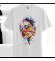 Chaos Face - %100 Pamuklu Kadın Beyaz Tişört - Premium Quality (Siyah - Beyaz)