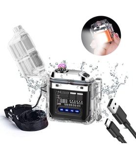 Valkyrie IP56 Su Geçirmez Çift Arc Elektrikli Çakmak  Type-C Şarjlı  Işıklı & Güç Göstergeli Siyah