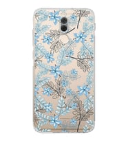 PrintiFy Huawei Mare 10 Lite Uyumlu Kamera Korumalı Floral Mavi Tasarımlı Şeffaf Silikon Kılıf