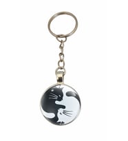YingYang Kedi Anahtarlık, Cam Kaplama Kedi Anahtarlık, Kedili Anahtarlık, (Metal)