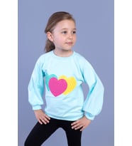 Toontoy Kız Çocuk Popıt Desenli Sweatshirt (Su Yeşili)