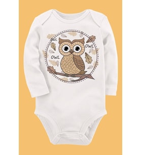 Organik Baskılı Pamuklu Unisex Bebek Body UZUNKOLE10