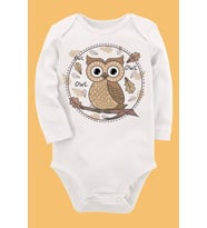 Organik Baskılı Pamuklu Unisex Bebek Body UZUNKOLE10