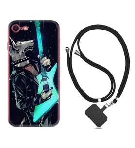 Apple iPhone 5 6 7 8 Plus Se XR Kılıf Boyun Askılı Silikon Dog Guitar 1789