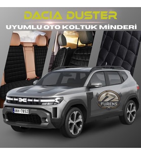 Dacia Duster Siyah Renk Tay Tüyü Cepli & Terletmez Sırtlı Oto Koltuk Minder Seti - Koltuk Koruma Kılıfı (ÖN & ARKA TAM SET)