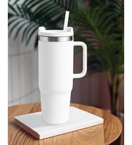 Beyaz Paslanmaz Çelik Termos Pipetli 1200Ml