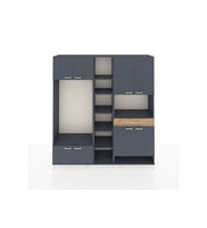 Hyperion Dolap 12 Raflı Tek Çekmeceli 8 Kapaklı 220x44x243 Antrasit-Antrasit/Çam