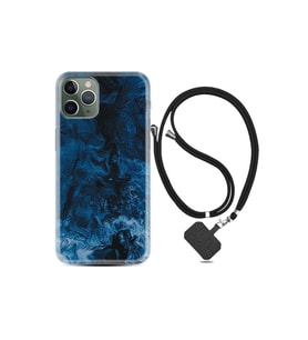 Apple Iphone 13 Pro Kılıf Silikon Desen Boyun Askılı Blue Zigzag 1687
