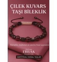 Sertifikalı Çilek Kuvars Doğal Taş Bileklik - 8x8 mm Sevgi Şefkat Umut ve Sevinç Enerjisi Taşı (Çok Renkli)