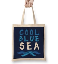 Cool Blue Sea Slogan Bez Çanta Uzun Saplı