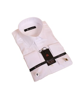 Beyaz Rahat Kesim Micro Kumaş Kol Düğmeli Regular Fit Erkek Gömlek - 190-1