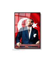 Dikey Çerçeveli Cam Cam Ata 016 Modern Ev Dekoru Duvar Sanatı Ev Ofis Tablosu (Siyah)