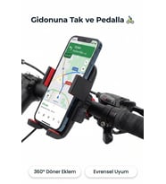 Bisiklet Motosiklet Gidon Tipi Kilitli Telefon Tutucu Standı, 360 Dönebilen Ayarlanabilir Tutacak