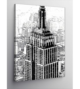 Kanvas Tablo Kara Kalem Empire State Binası