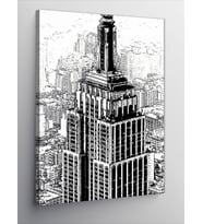 Kanvas Tablo Kara Kalem Empire State Binası