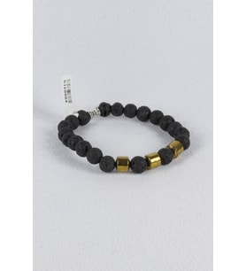 Orijinal Lav Taşı Hematit Taşı Kombinli Bileklik  blk0004