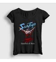 Presmono Kadın Siyah Handful Of Rain Savatage T-Shirt 548959tt