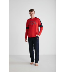 U.S. Polo Assn. 18727 Erkek Kırmızı Yuvarlak Yaka Pijama Takımı (Kırmızı)