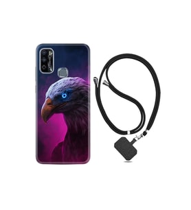 Infinix Hot 9 Play Kılıf Silikon Desen Boyun Askılı Kartal 1622