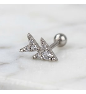 FerizZ 316L Çelik Zirkon Taşlı Ağaç Piercing PRC-192