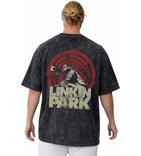 Linkin Park Rock Metal Müzik Grubu Sırt Baskılı Unisex Oversize Vintage Yıkamalı Tişört