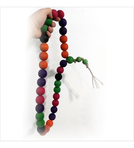 Kallavi Büyük Dev Boy 72cm Ahşap 3,5cm Boncuk Renkli Duvar Süsü 33 lük Tesbih Tespih Tespik Tesbik