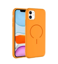 Apple iPhone 11 Uyumlu Kılıf M-safe Şarj Özellikli Zore Meta Kapak (Turuncu)