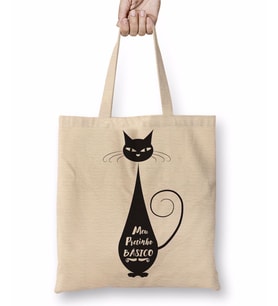 Meu Pretinho Basico Cat Kedi Bez Çanta Uzun Saplı